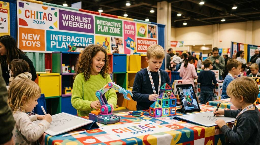 Children trying new toys at CHITAG 2026 interactive booths during Wishlist Weekend in November