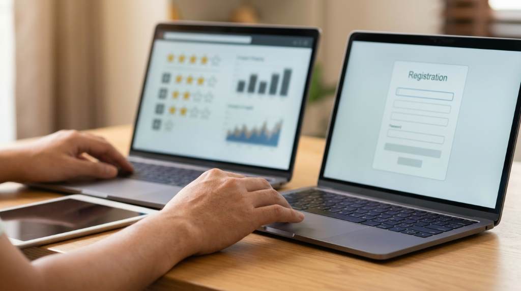 New player reviewing an online iGaming platform interface